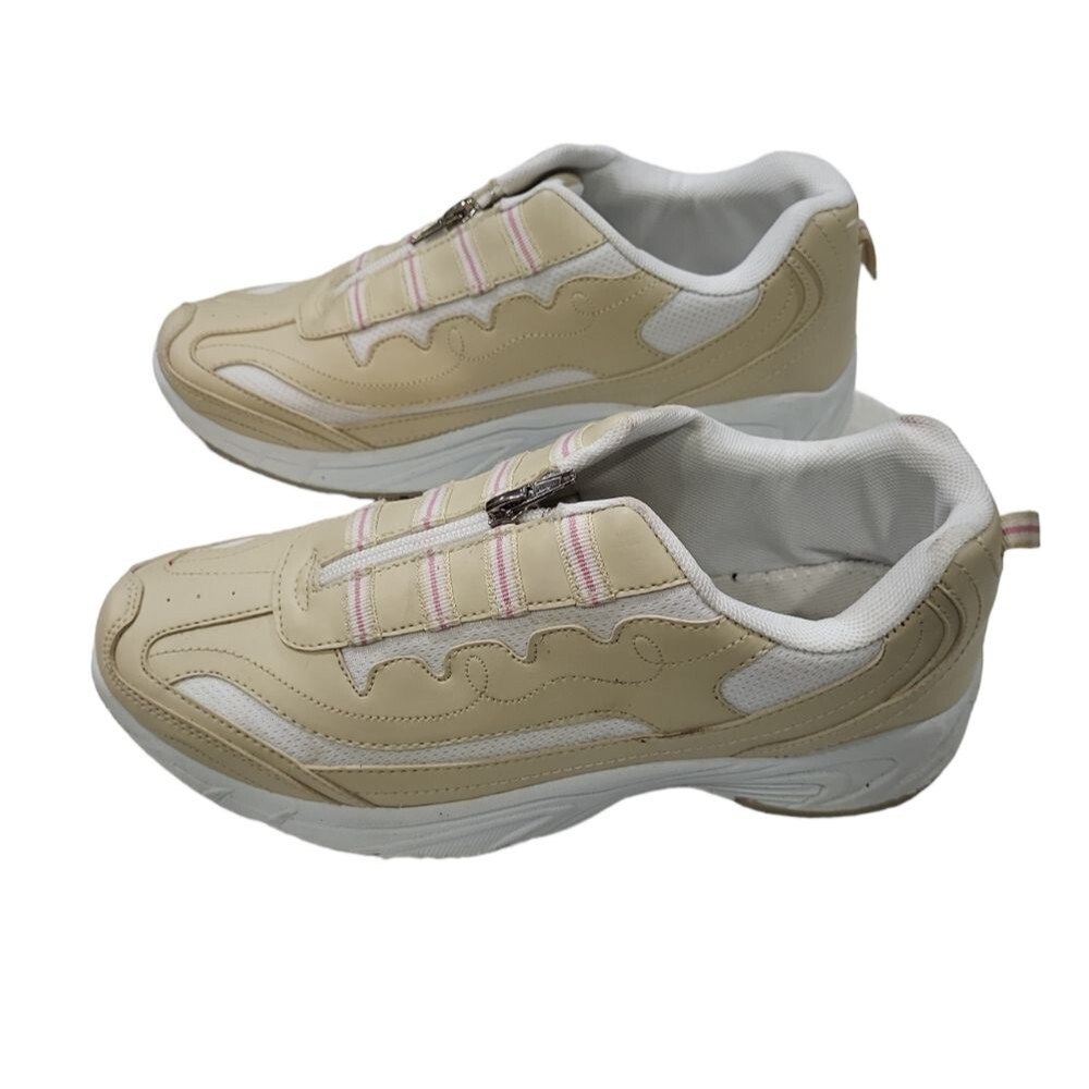 Collections Etc women's party Zip-Front Top Sneakers with Non-Slip Soles 8 tan